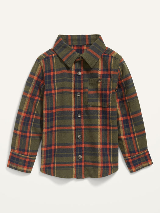 Long-Sleeve Plaid Pocket Shirt for Toddler Boys
