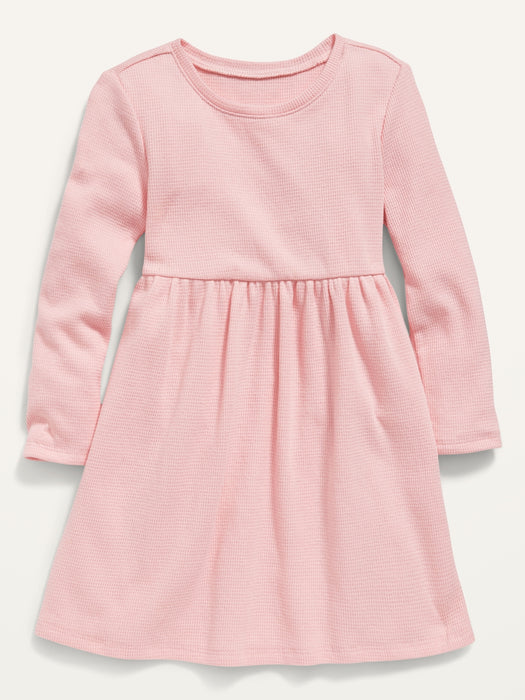 Fit & Flare Long-Sleeve Thermal-Knit Dress for Toddler Girls