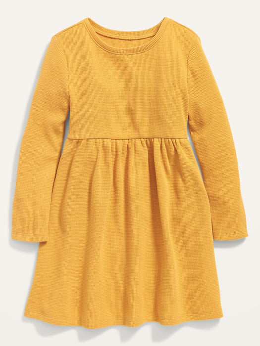 Fit & Flare Long-Sleeve Thermal-Knit Dress for Toddler Girls
