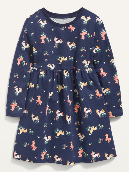Fit & Flare Printed Jersey Dress for Toddler Girls - Multi