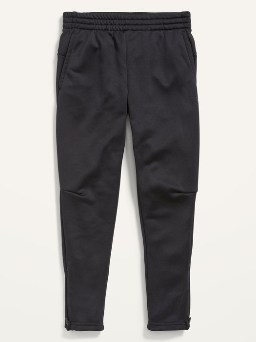 Go-Dry Cool French Terry Ankle-Zip Track Pants for Boys - Black