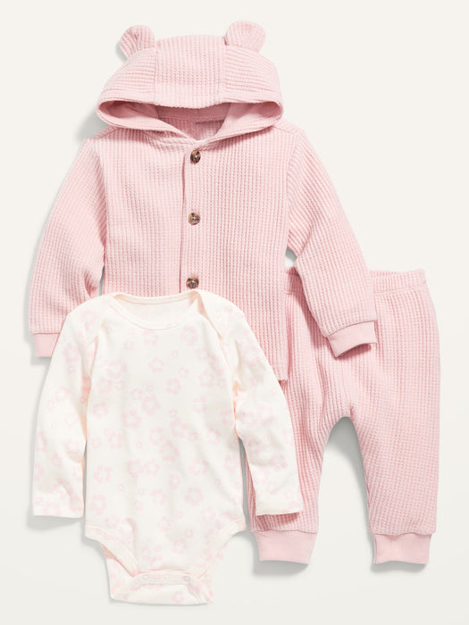 Unisex Critter Jacket, Jogger Pants and Bodysuit Layette Set for Baby