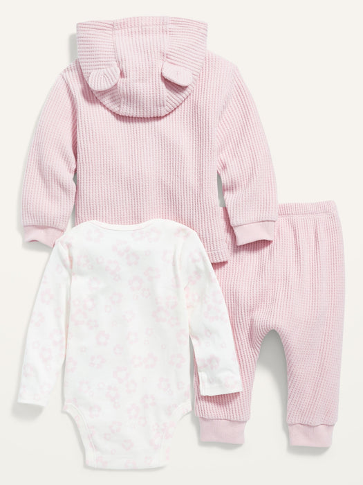 Unisex Critter Jacket, Jogger Pants and Bodysuit Layette Set for Baby