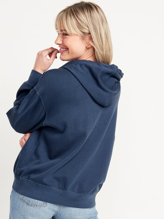 Logo-Graphic Specially-Dyed Zip-Front Hoodie for Women - Blue