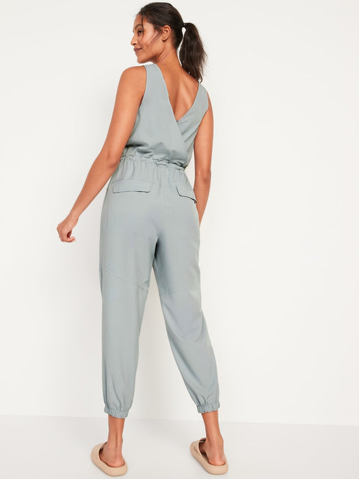 Sleeveless StretchTech Wrap-Effect Jumpsuit for Women