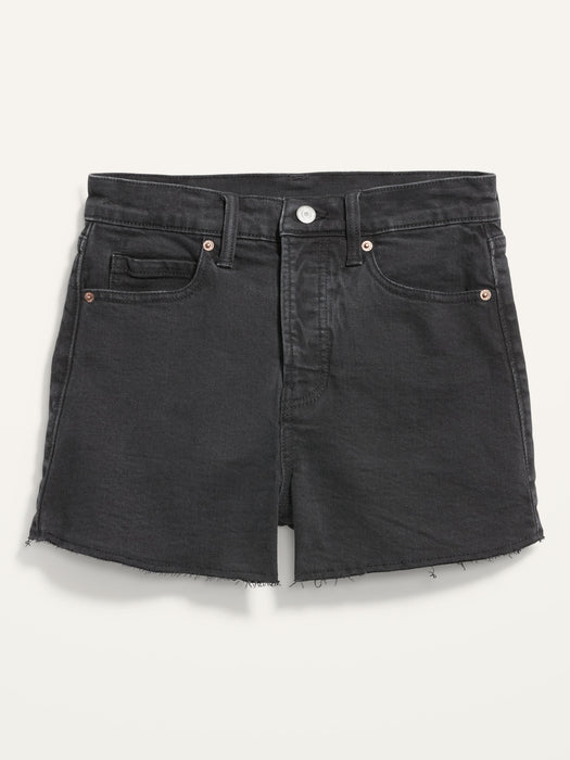 Higher High-Waisted Button-Fly Sky-Hi A-Line Cut-Off Jean Shorts for Women -- 3-inch inseam