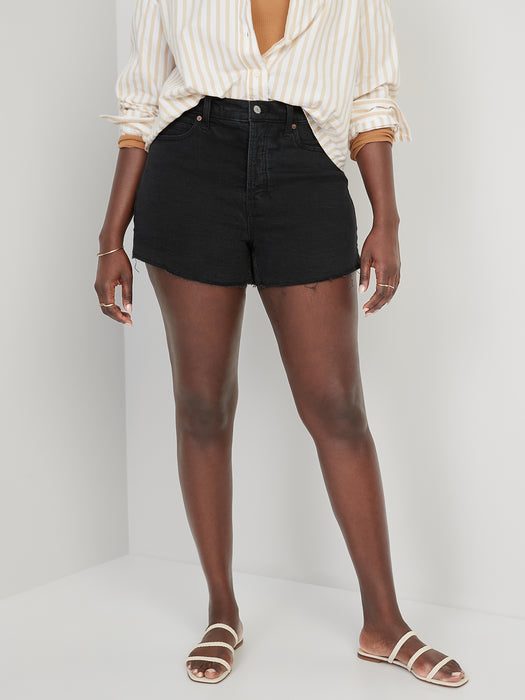 Higher High-Waisted Button-Fly Sky-Hi A-Line Cut-Off Jean Shorts for Women -- 3-inch inseam
