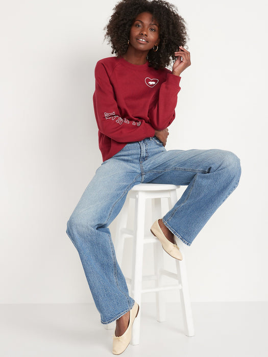 Vintage Cropped Logo Graphic Sweatshirt for Women