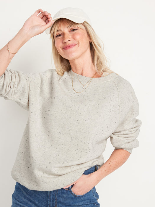 Oversized French Terry Tunic Sweatshirt for Women - White