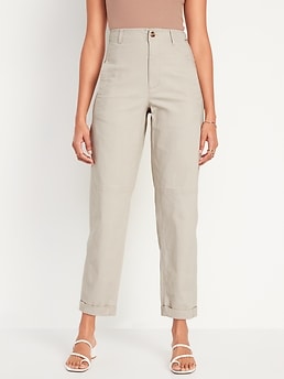 High-Waisted Workwear Barrel-Leg Pants for Women