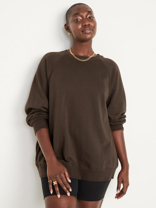 Oversized French Terry Tunic Sweatshirt for Women