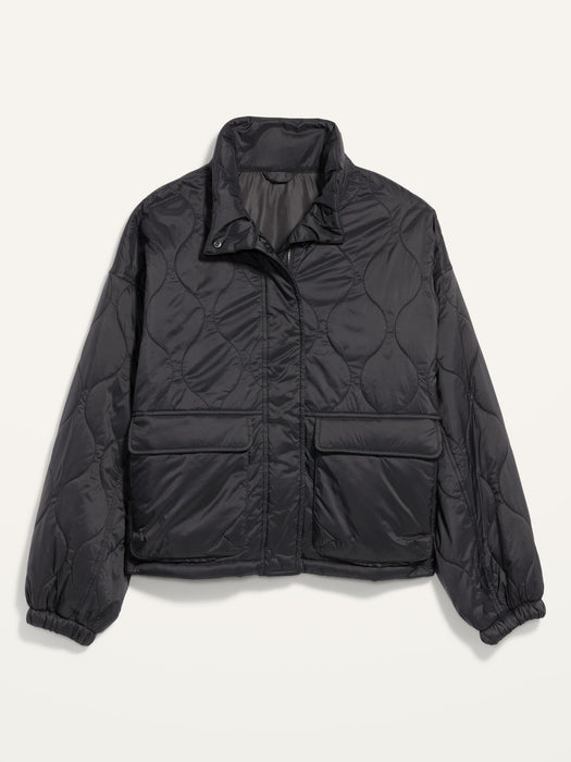 Packable Oversized Water-Resistant Quilted Jacket for Women