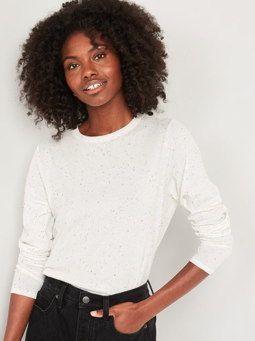 EveryWear Speckled Long-Sleeve T-Shirt for Women - White