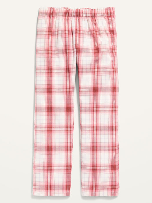 Plaid Flannel Straight Pajama Pants for Girls - Multi