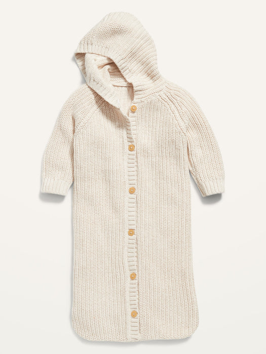 Unisex Hooded Button-Front Sweater Blanket for Baby