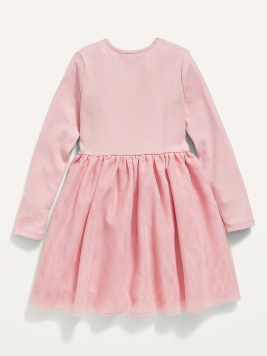 Fit & Flare Wrap-Front Tutu Dress for Toddler Girls - Pink