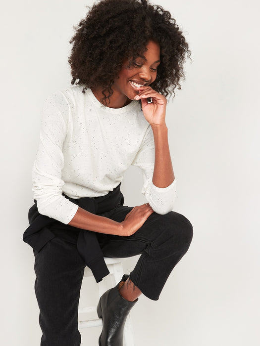 EveryWear Speckled Long-Sleeve T-Shirt for Women - White