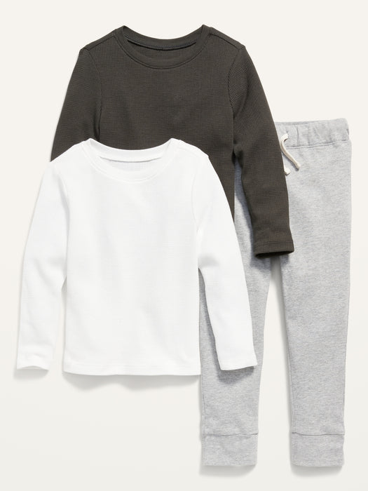 Unisex Solid Thermal-Knit T-Shirt and Jersey Leggings Set for Toddler
