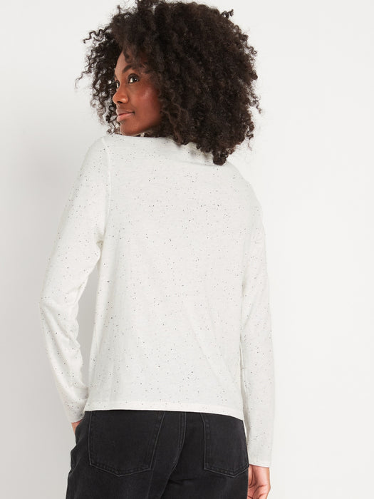 EveryWear Speckled Long-Sleeve T-Shirt for Women - White