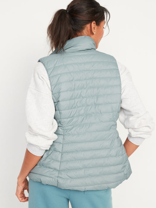 Water-Resistant Narrow-Channel Puffer Vest for Women