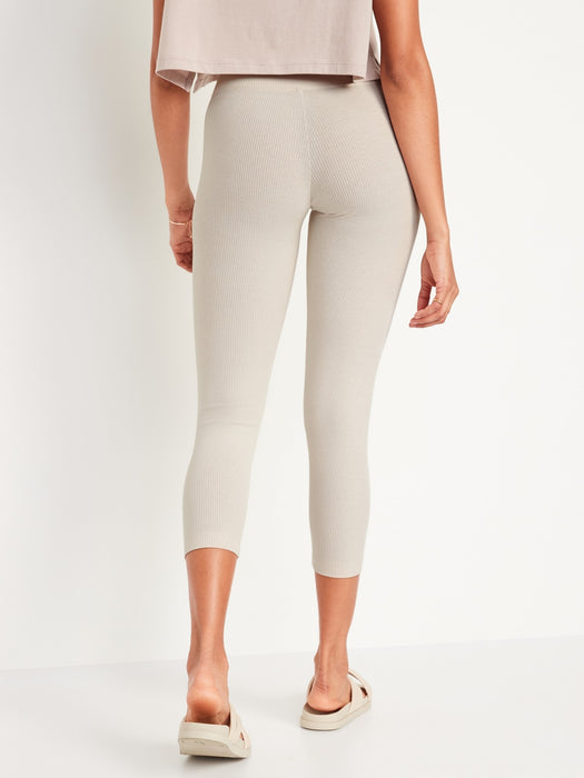 Extra High-Waisted Crossover Rib-Knit 7/8-Length Leggings for Women