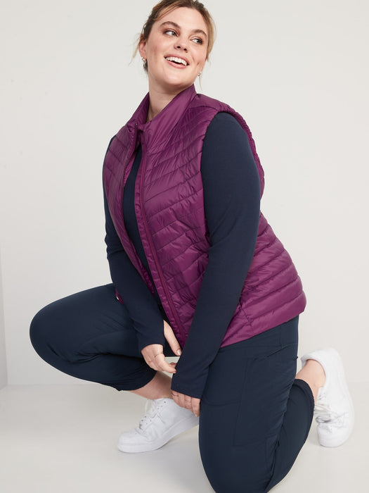 Water-Resistant Narrow-Channel Puffer Vest for Women