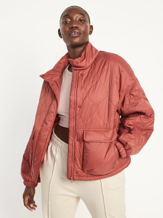 Packable Oversized Water-Resistant Quilted Jacket for Women