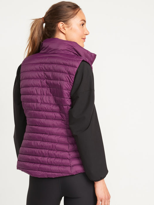 Water-Resistant Narrow-Channel Puffer Vest for Women