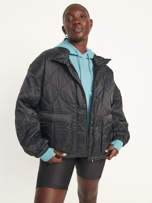 Packable Oversized Water-Resistant Quilted Jacket for Women