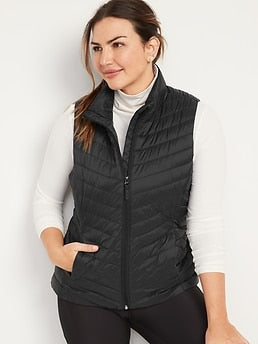 Water-Resistant Narrow-Channel Puffer Vest for Women