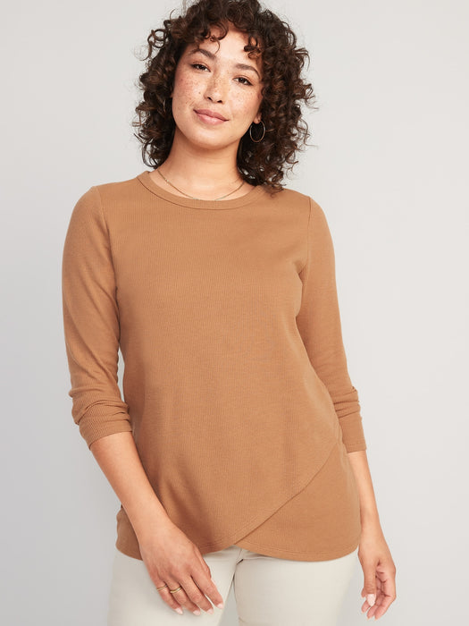 Maternity Thermal-Knit Long-Sleeve Nursing Tunic T-Shirt - Yellow