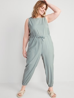 Sleeveless StretchTech Wrap-Effect Jumpsuit for Women