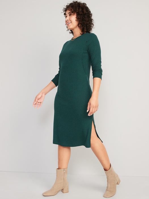 Maternity Long-Sleeve Jersey-Knit Nursing Dress - Green