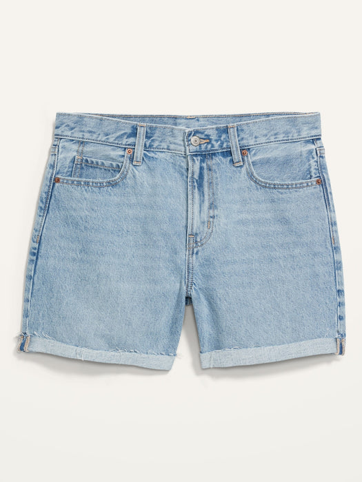 High-Waisted Slouchy Straight Non-Stretch Jean Shorts for Women -- 5-inch inseam