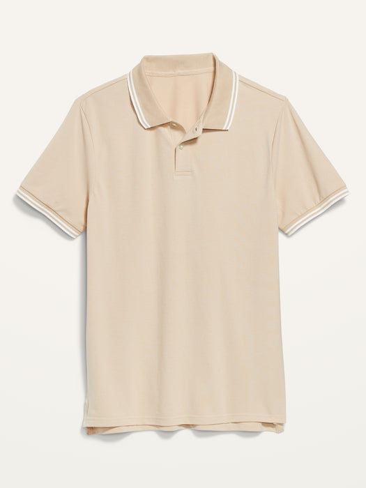 Moisture-Wicking Tipped Pique Pro Polo Shirt for Men - Beige