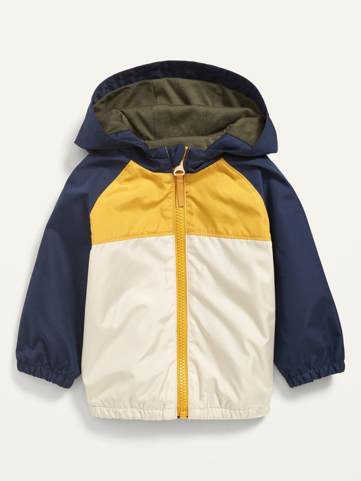 Unisex Water-Resistant Hooded Windbreaker Jacket for Baby - Multi