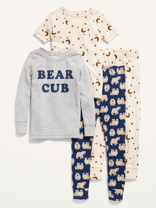 Unisex 4-Piece Pajama Set for Toddler & Baby