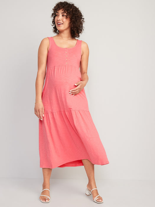 Maternity Sleeveless All-Day Tiered Maxi Dress