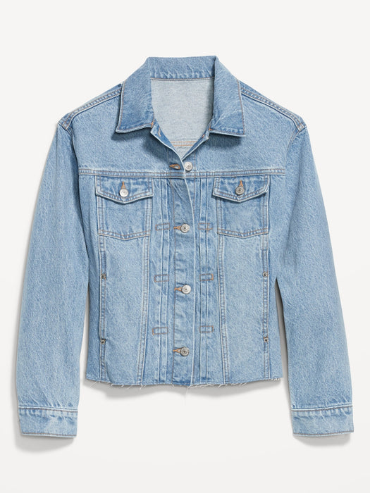 Cut-Off Classic Non-Stretch Jean Jacket for Women