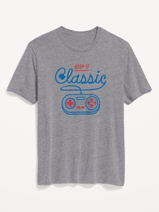 Soft-Washed Graphic T-Shirt for Men - Gray