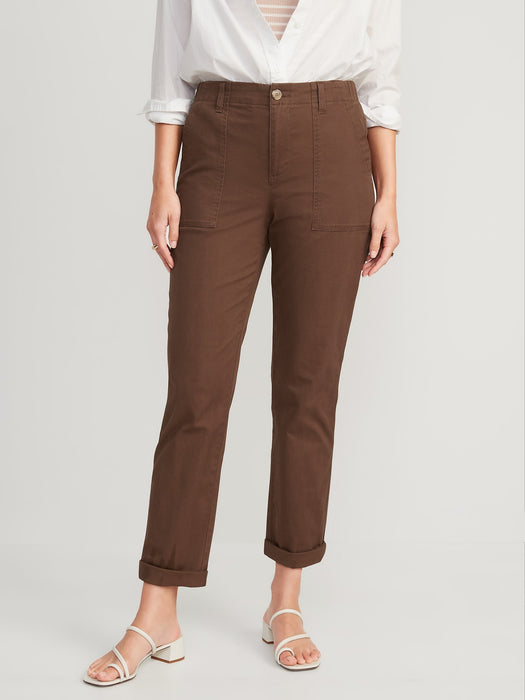 High-Waisted OGC Chino Cropped Workwear Pants for Women - Brown