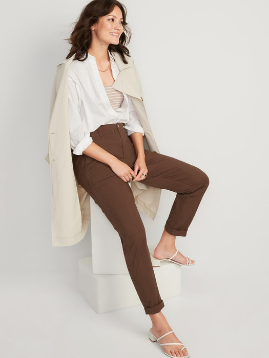 High-Waisted OGC Chino Cropped Workwear Pants for Women - Brown