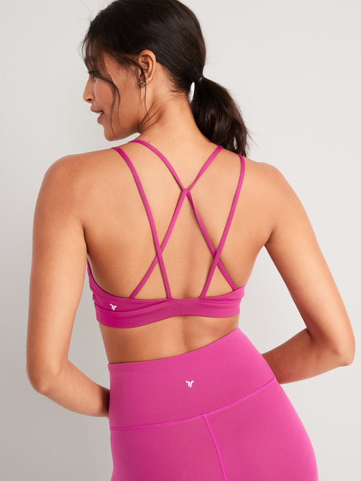 Light Support Strappy V-Neck Sports Bra for Women