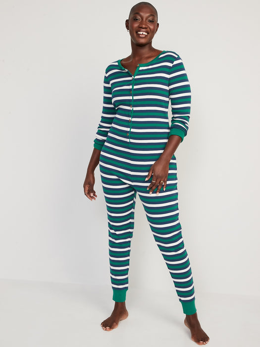 Matching Printed One-Piece Pajamas for Women