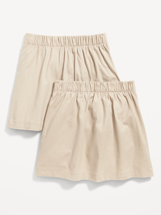 School Uniform Pleated Twill Skort 2-Pack for Girls