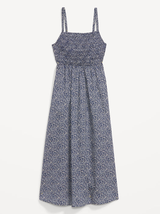 Fit & Flare Cotton-Poplin Smocked Cutout Cami Midi Dress for Women