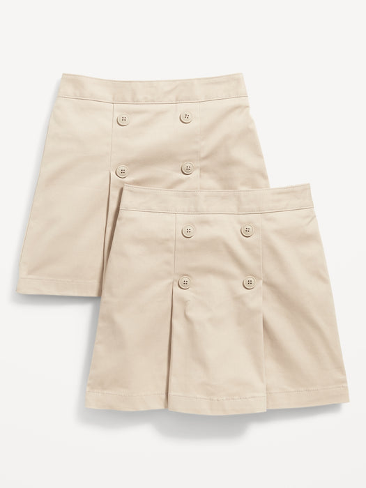 School Uniform Pleated Twill Skort 2-Pack for Girls