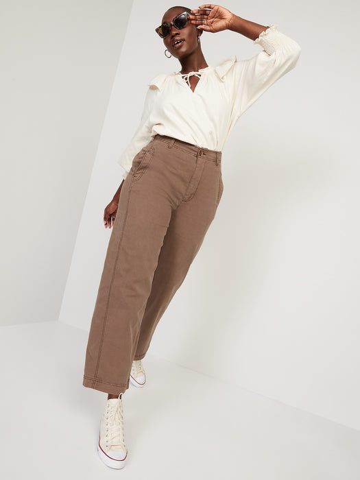 Extra High-Waisted Wide-Leg Workwear Pants for Women - Brown
