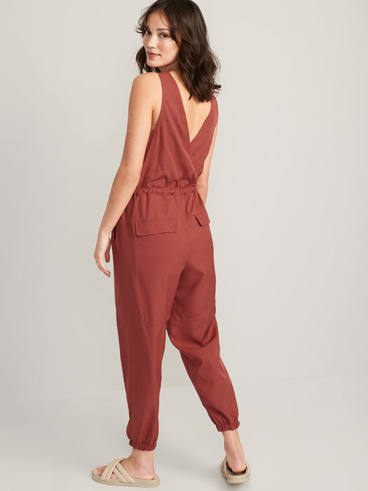 Sleeveless StretchTech Wrap-Effect Jumpsuit for Women