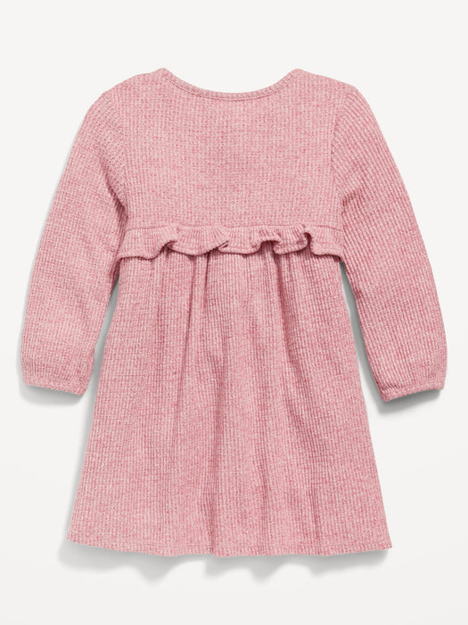 Long-Sleeve Thermal-Knit Henley Dress for Toddler Girls
